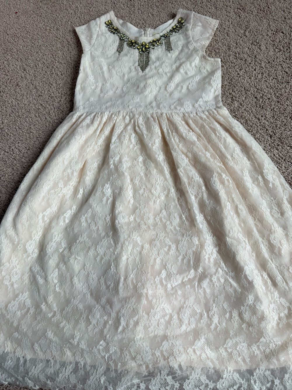 Joyfolie Mia Joy Girls Ivory Lace Jeweled Dress |Size 14